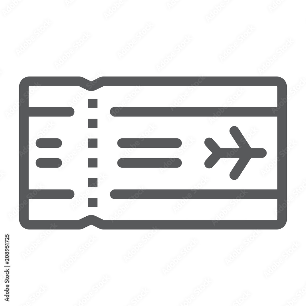 Airport ticket line icon, travel and tourism, airline sign vector graphics, a linear pattern on a white background, eps 10. Airport ticket line icon, travel and tourism, airline sign vector graphics, a linear pattern on a white background, eps 10.