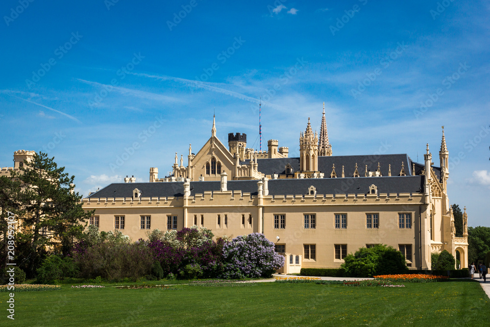 Neo-gothic palace in Lednice, Moravia, Czech Republic