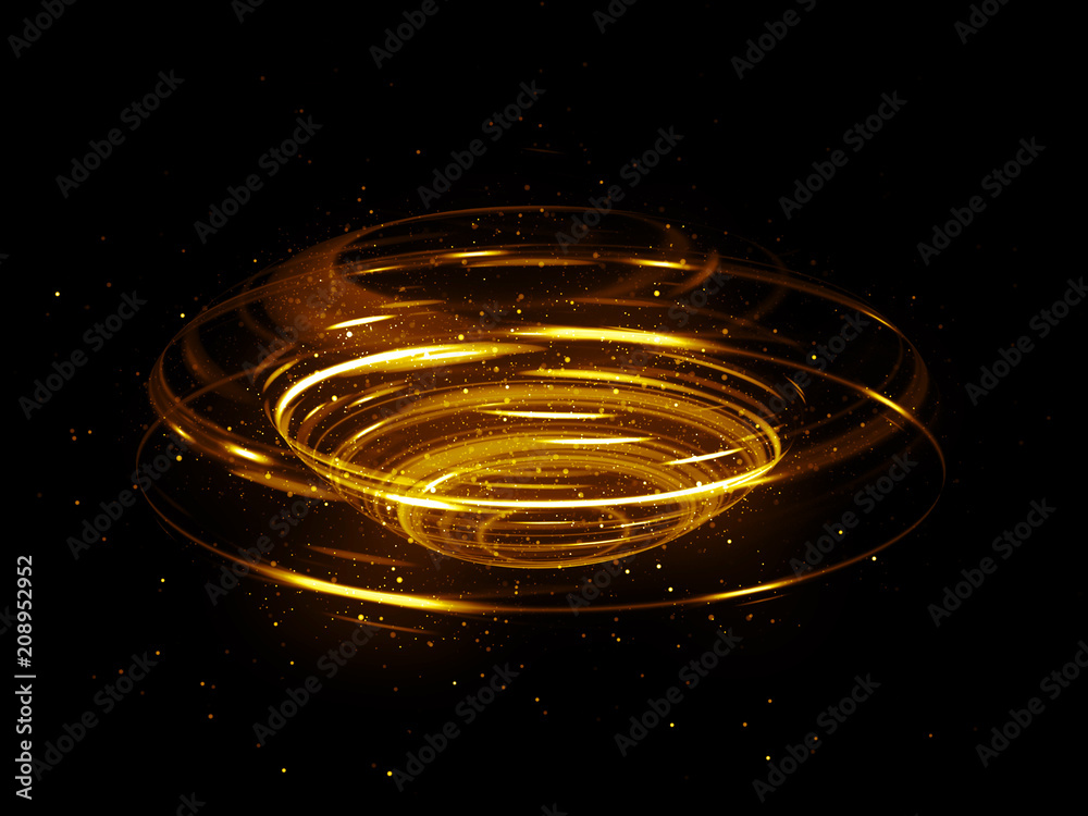 Glow effect. Ribbon glint. Abstract rotational border lines. Power energy. LED glare tape. .Luminous shining neon lights cosmic abstract frame. Magic design round whirl. Swirl trail effect.