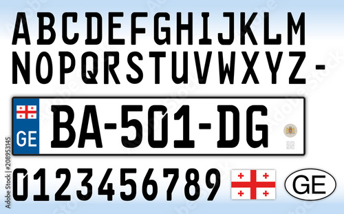 Georgia car plate, letters, numbers and symbols
