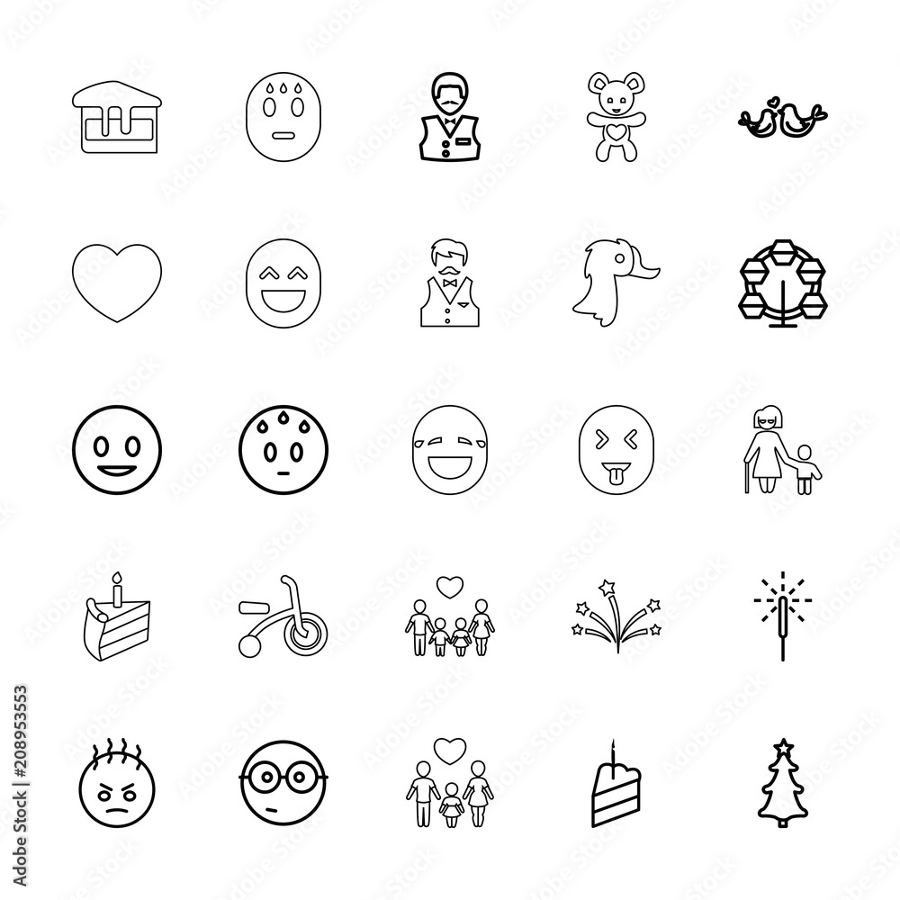 Collection of 25 happy outline icons