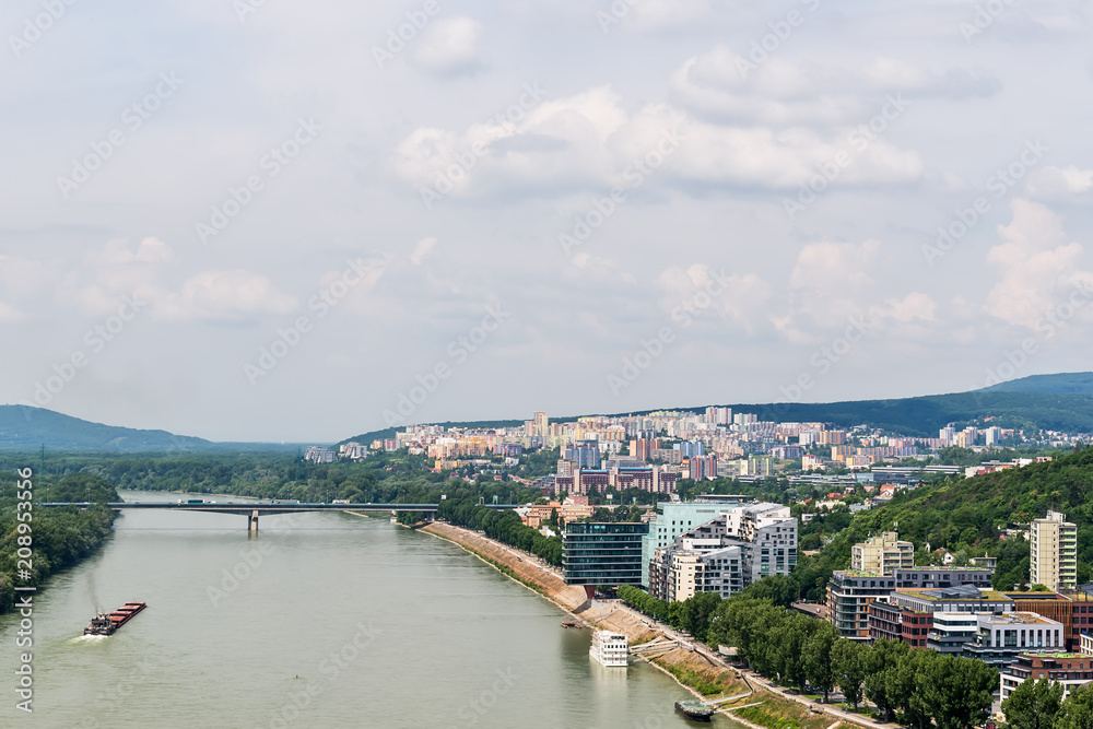 Obraz premium Bratislava, Slovakia - May 24, 2018: The Bratislava panorama photographed from the air.