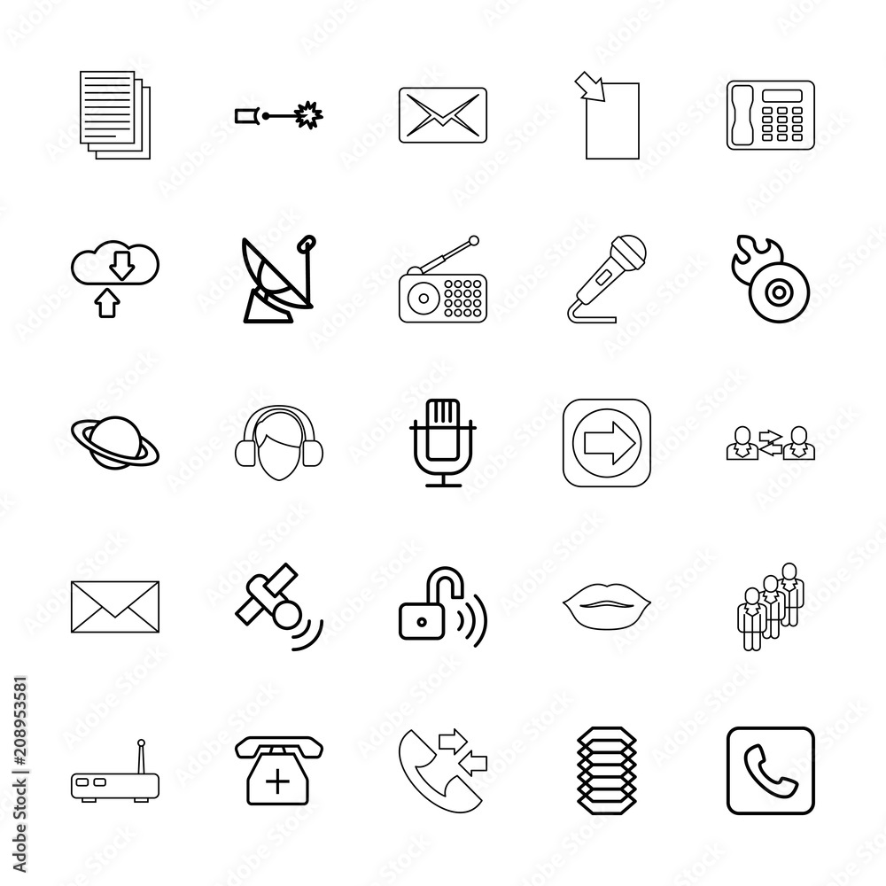 Fototapeta premium Collection of 25 communication outline icons