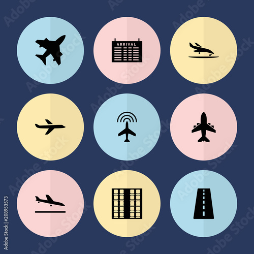 Set of 9 airline filled icons