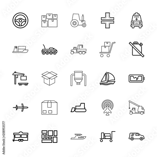Collection of 25 transportation outline icons