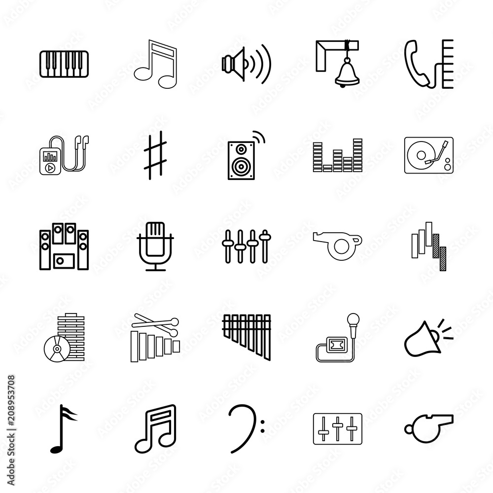 Collection of 25 sound outline icons Collection of 25 sound outline icons