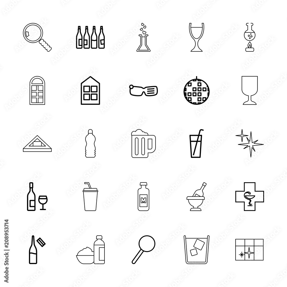 Collection of 25 glass outline icons Collection of 25 glass outline icons