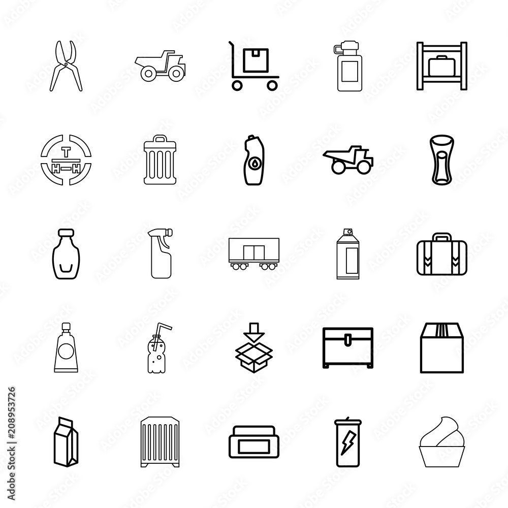Collection of 25 container outline icons Collection of 25 container outline icons