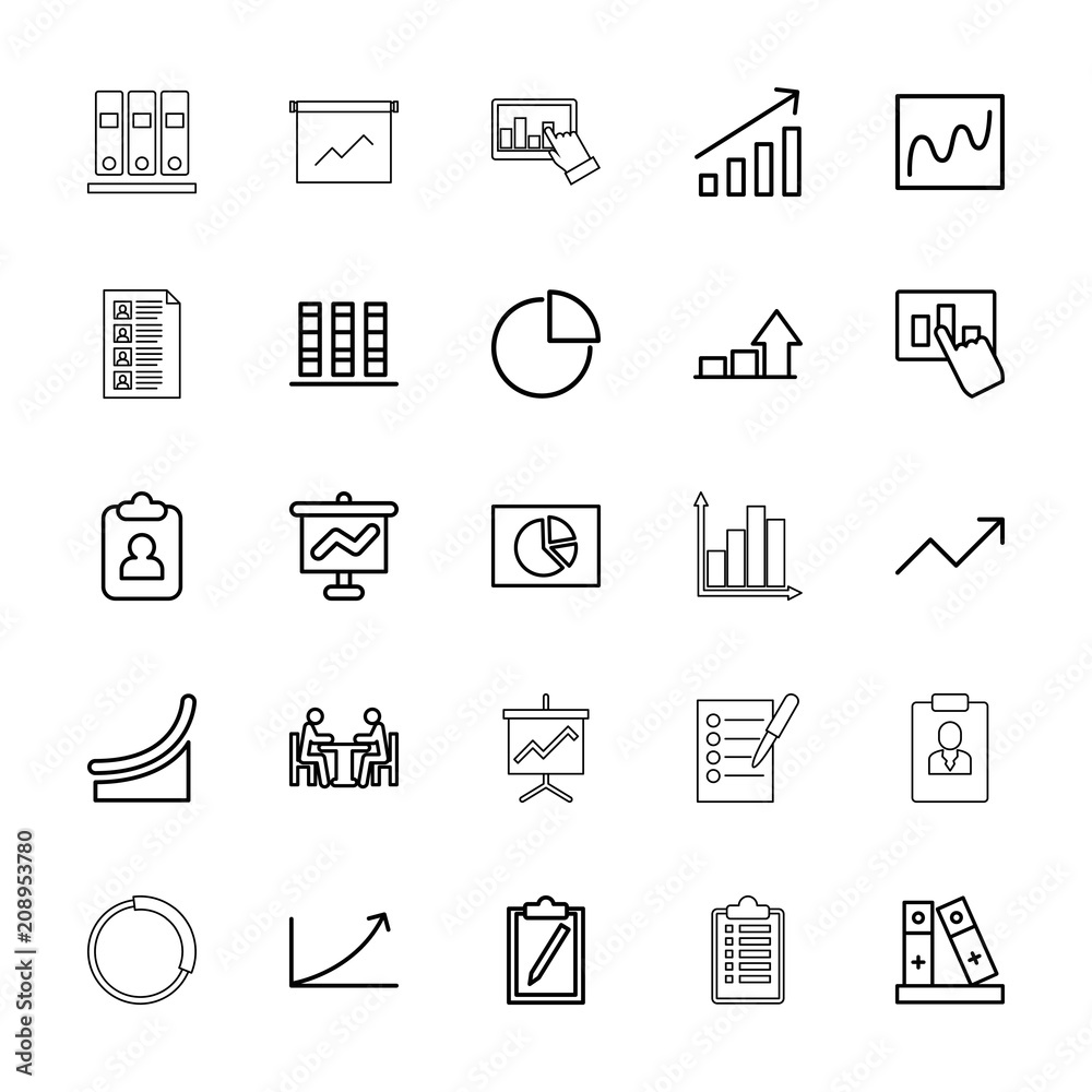 Collection of 25 report outline icons