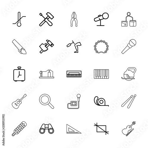 Collection of 25 instrument outline icons