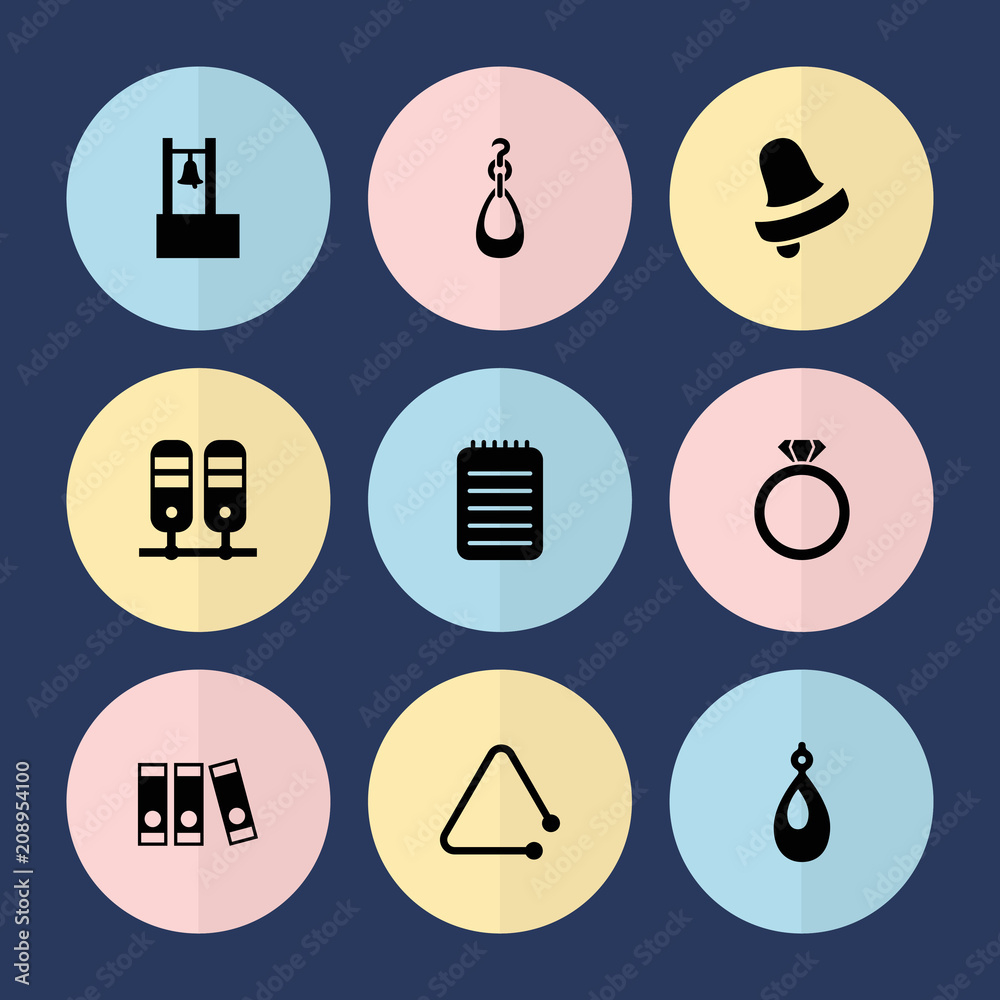 Set of 9 ring filled icons Set of 9 ring filled icons