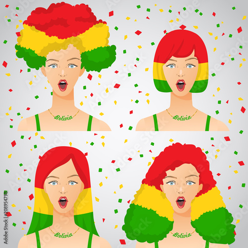 Surprised Woman with National Flag Haircut : Vector Illustration