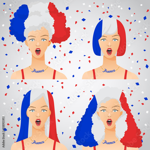 Surprised Woman with National Flag Haircut  : Vector Illustration