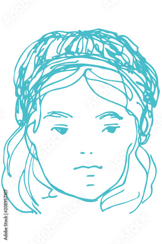 sketch for a portrait of a young beautiful girl