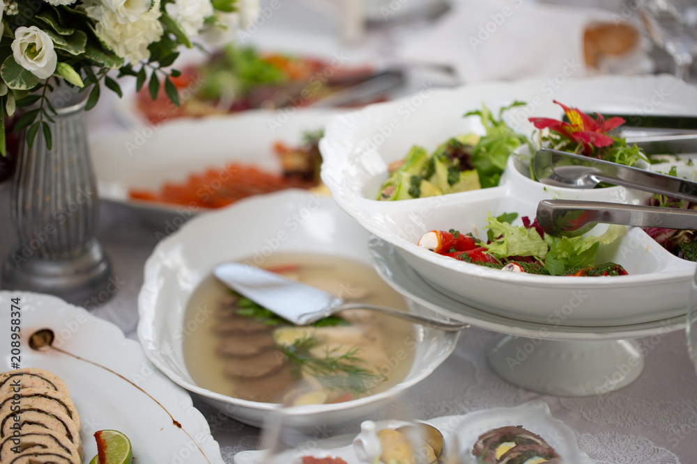 Beautifully decorated table, covered with different cuts. Beautifully decorated table, covered with different cuts.