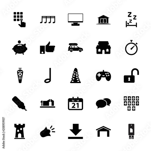 Collection of 25 button filled icons