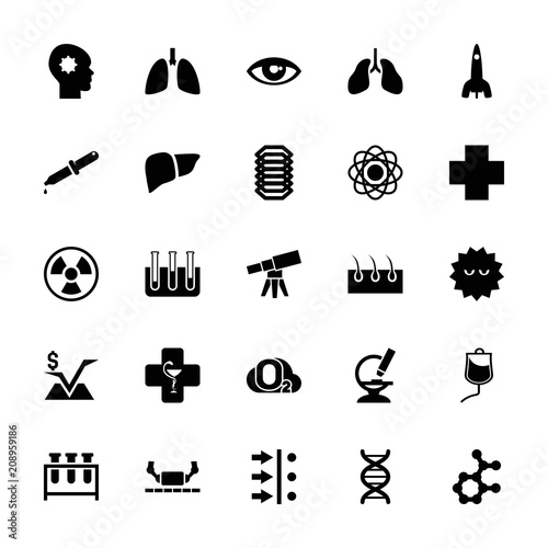Collection of 25 science filled icons