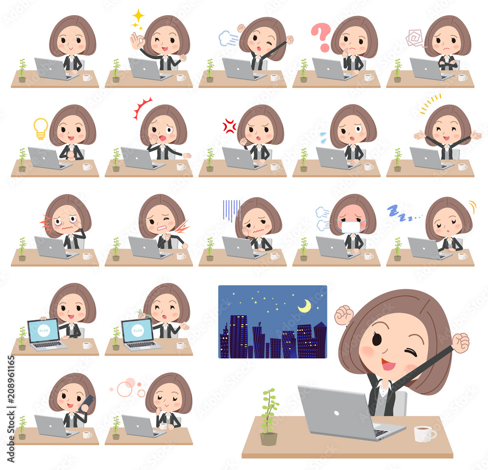 Black jacket pants business woman_desk work Black jacket pants business woman_desk work