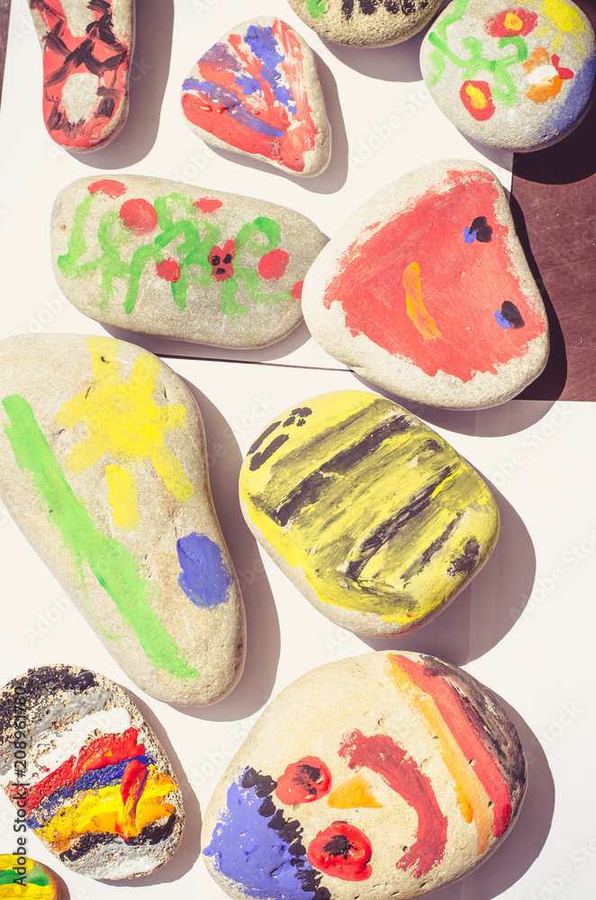 colorful painted pebbles