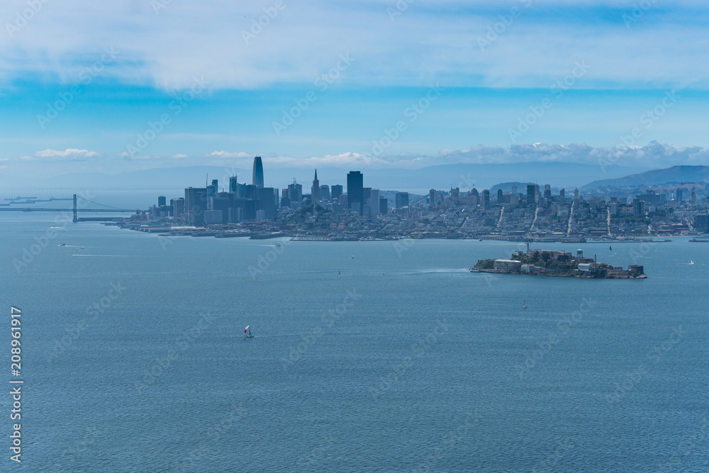 San Francisco and Alcatraz Island as seen from Angel Island in the bay