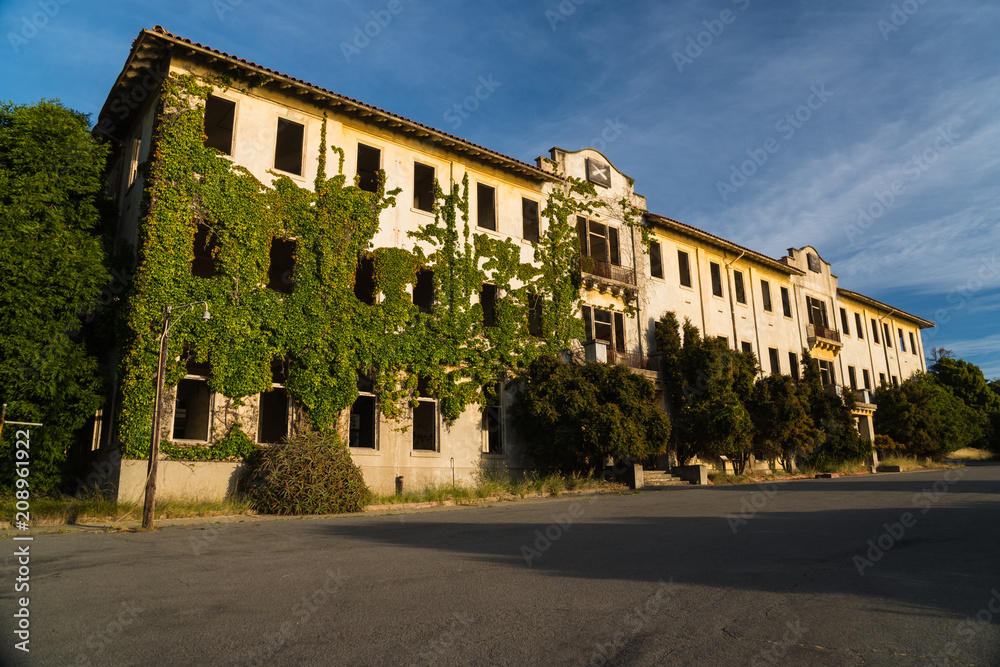 Abandoned military base structures on Angel Island