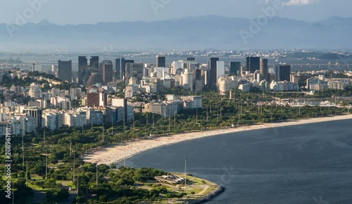 Elevated view of Rio Centro, Financial District, Downtown Rio de Janeiro, Brazil, South America - 4K time lapse