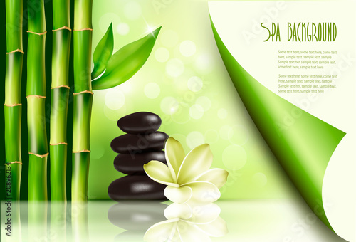 Spa background with bamboo and stones. Vector illustration.