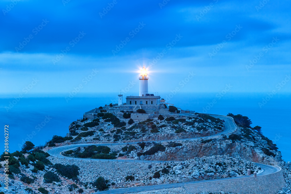 Wunschmotiv: Leuchtturm Cap Formentor Mallorca Abend Nacht Spanien #208962772