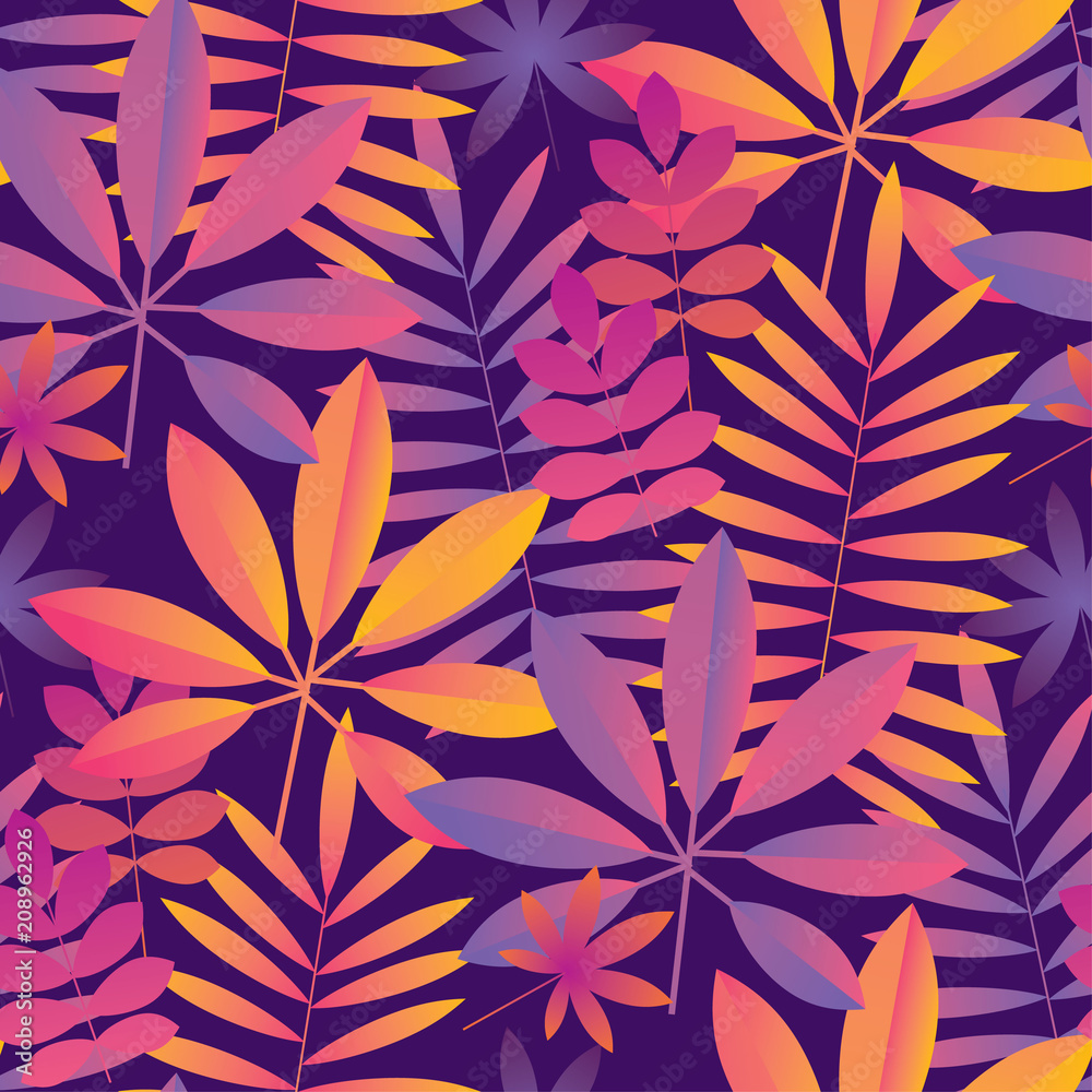 Bright ultraviolet tropical seamless pattern. Bright ultraviolet tropical seamless pattern.