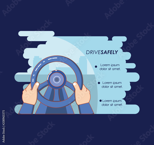 driver safely campaign label vector illustration design