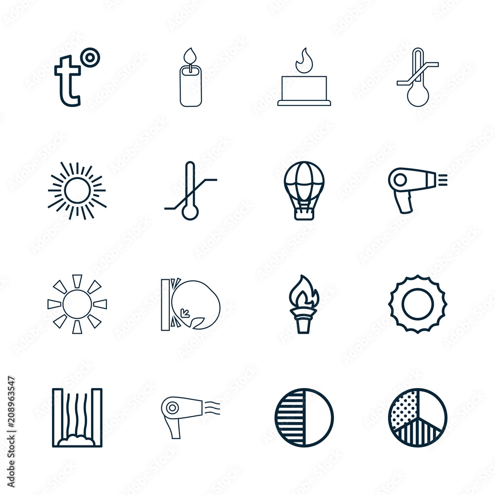 Collection of 16 heat outline icons Collection of 16 heat outline icons