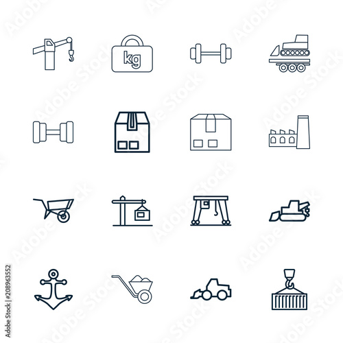 Collection of 16 heavy outline icons