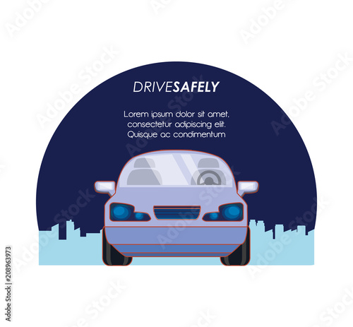 driver safely campaign label vector illustration design