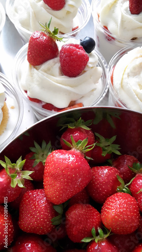 Strawberries.Cream Dessert with fresh Berries.28.05.2016