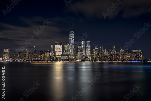 New York City Skyline at night from financial district