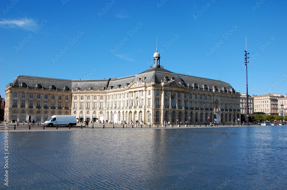 Place de la Bourse in Bordeaux, France was designed by the royal architect Jacques Ange Gabriel in 1775 