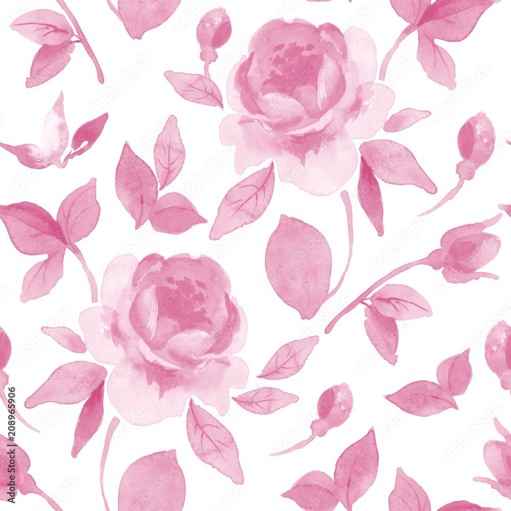 Floral pattern, monochrome seamless background 3