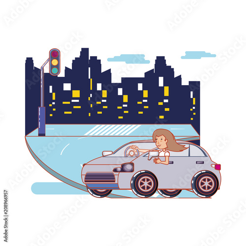 person driving for driver safely campaign vector illustration design