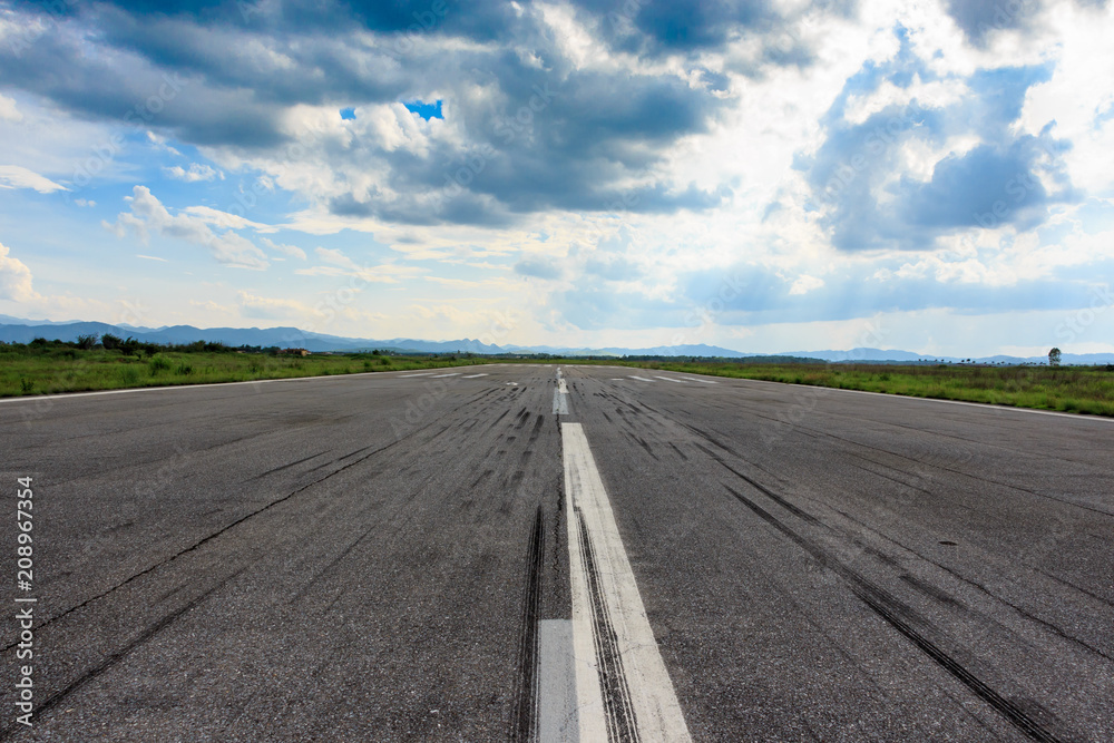 Naklejka premium Runway. Northern Laos, Xiangkhoang province.