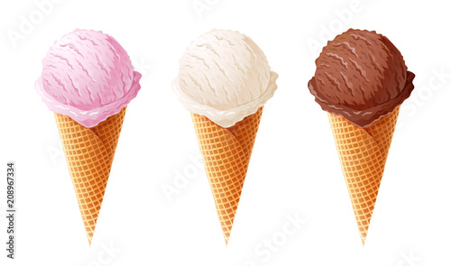 Canvas-taulu Ice cream. Set of summer sweetness. Milk, chocolate, vanilla.