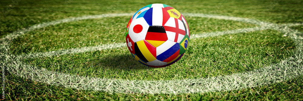 Obraz premium Ball auf dem Fussballplatz