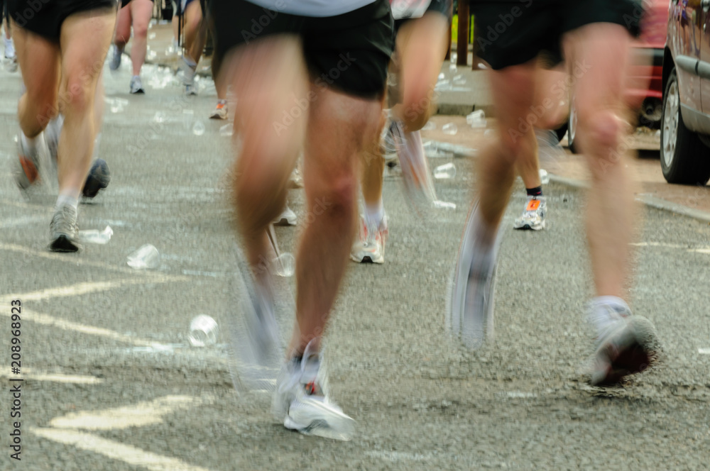Athletes running during a marathon