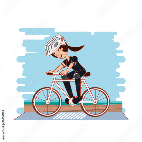 people in bicycle drive safely campaign vector illustration design