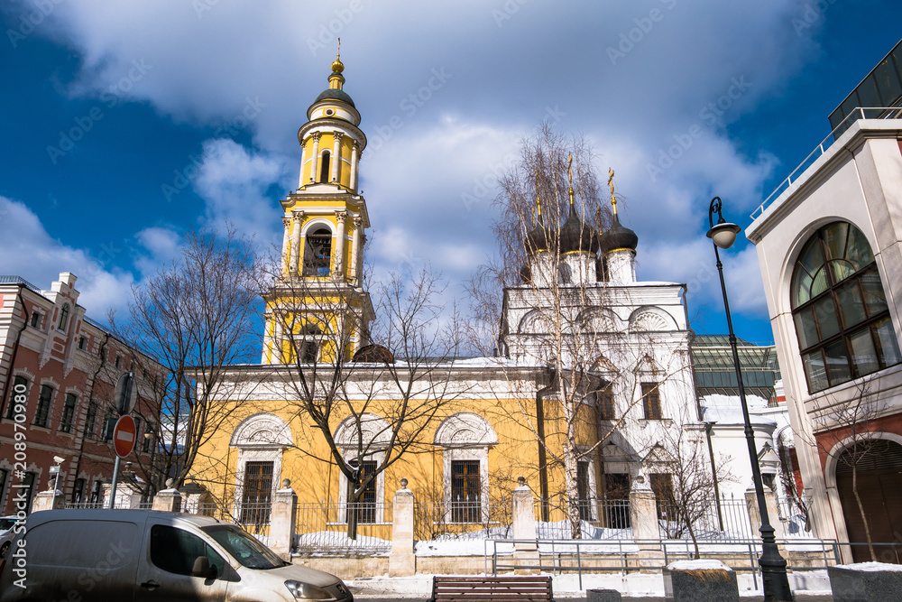 MOSCOW, RUSSIA - MARCH, 17.2018: The Museum Church of St. Nicholas the Wonderworker in Tolmachi, the chapel of the Tretyakov Gallery.