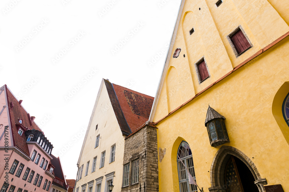 colorful houses on streets of Old Town in Tallinn