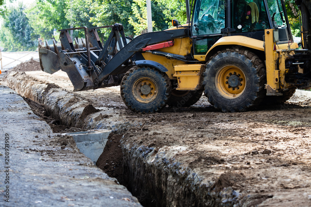 Excavator while working