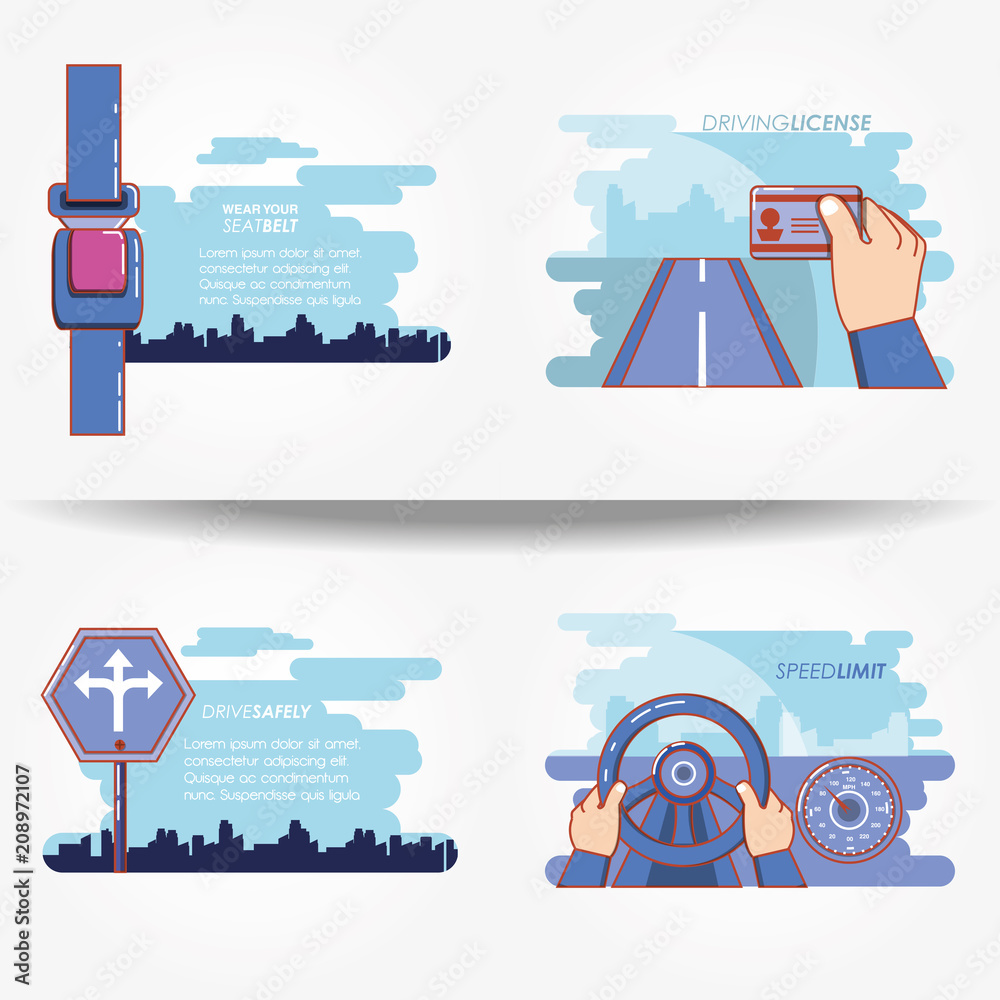 driver safely campaign set icons vector illustration design driver safely campaign set icons vector illustration design