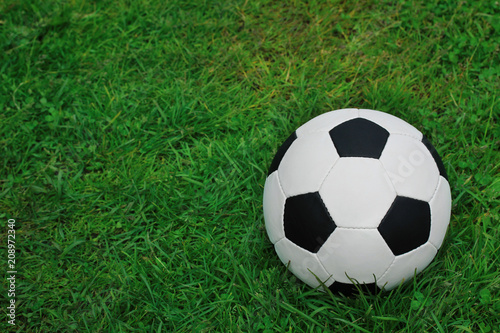 Soccer ball on green grass. Football