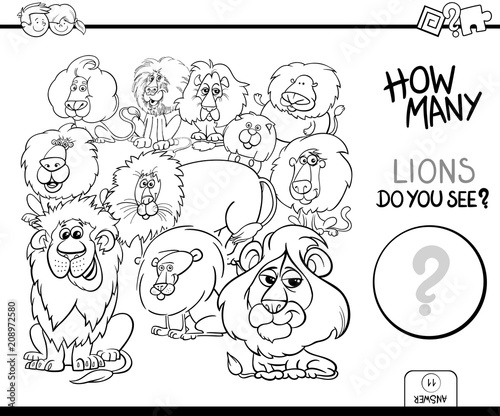 counting lions animals game coloring book