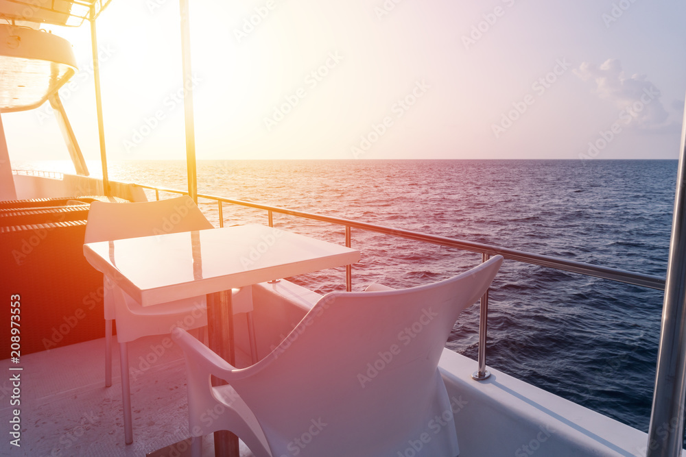Vacations on luxury yacht in tropical sea
